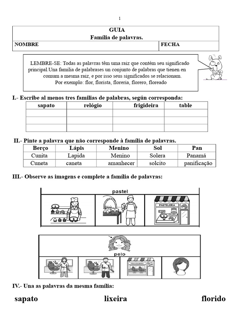 Famílias de Palavras: Guia Prático | PDF