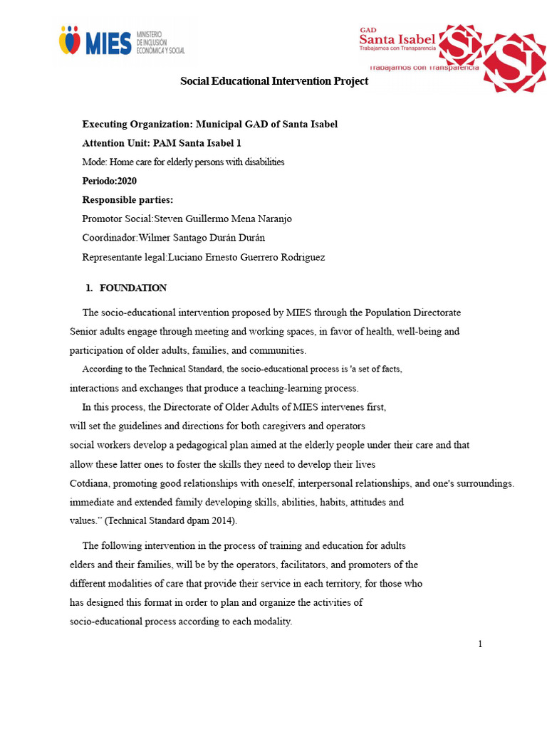 Socio-Educational Project for Seniors | PDF | Learning | Ageing