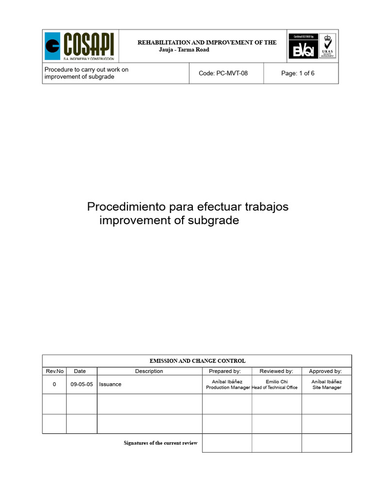 Jauja-Tarma Road Subgrade Improvement Guide | PDF | Road | Road Surface
