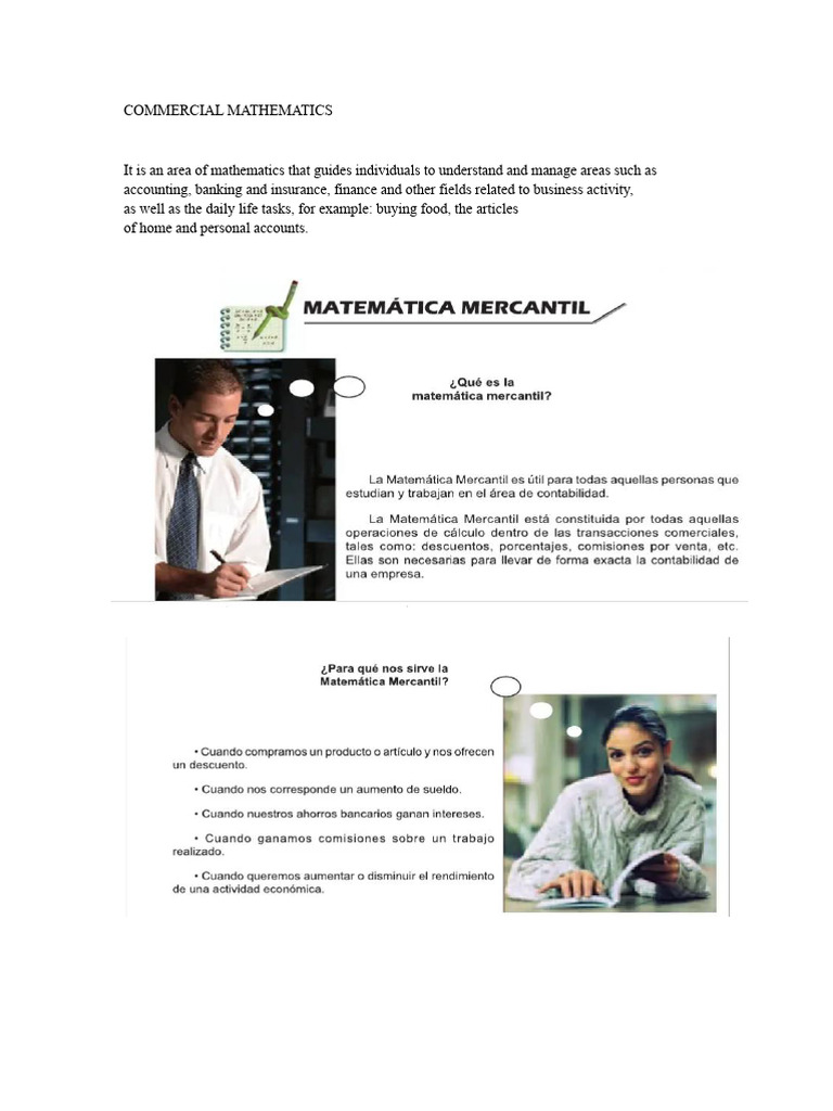 Understanding Commercial Mathematics | PDF | Money | Banks