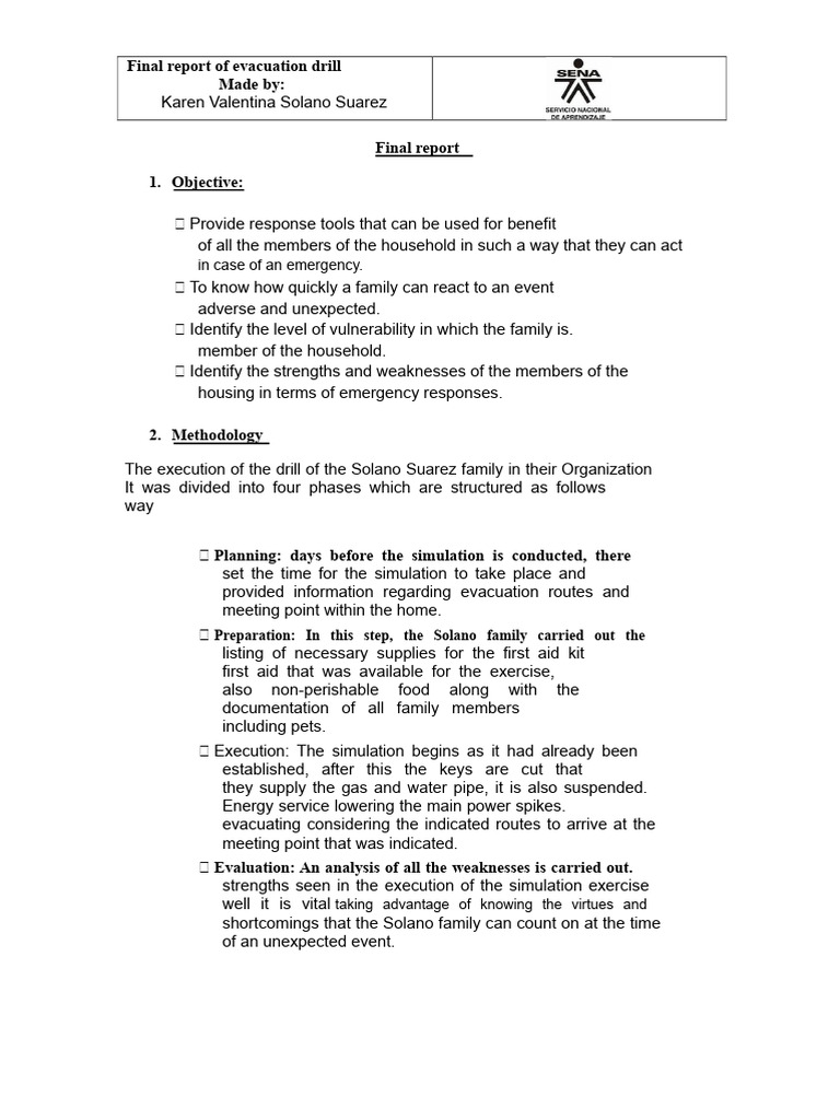 Evacuation Drill Report and Analysis | PDF | Emergency Evacuation ...
