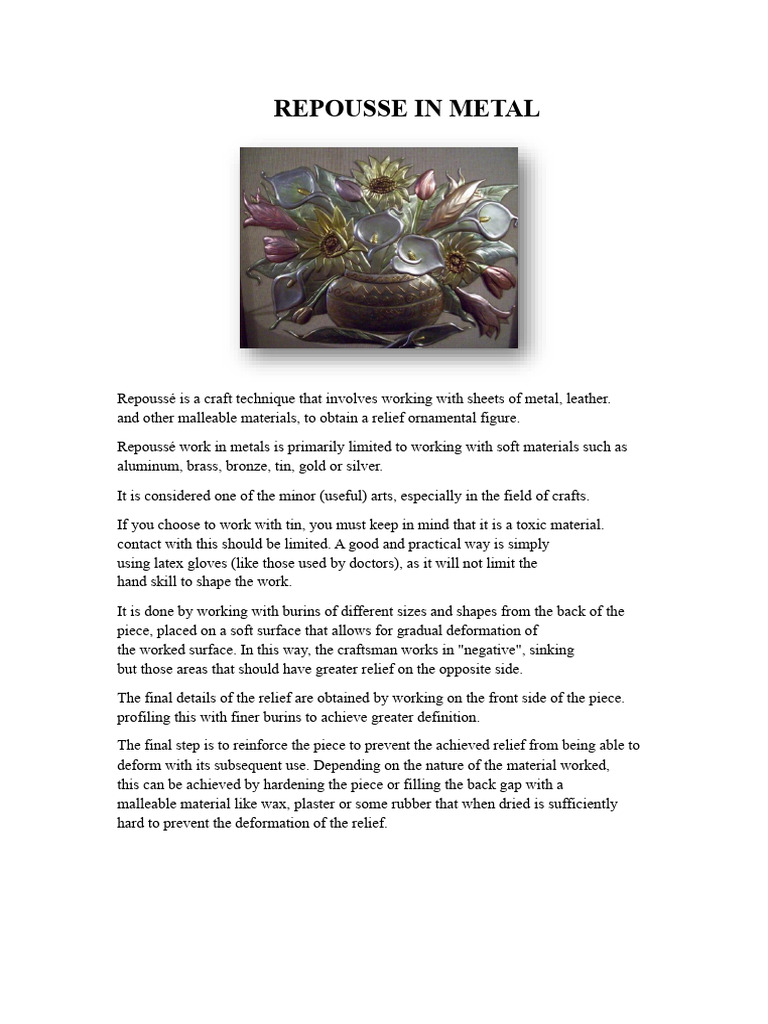 Repoussé in Metals | PDF | Metals