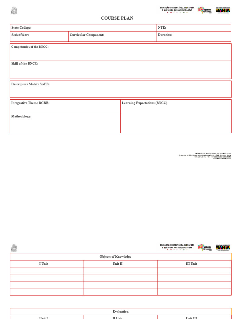 Bahia State Education Course Plan | PDF
