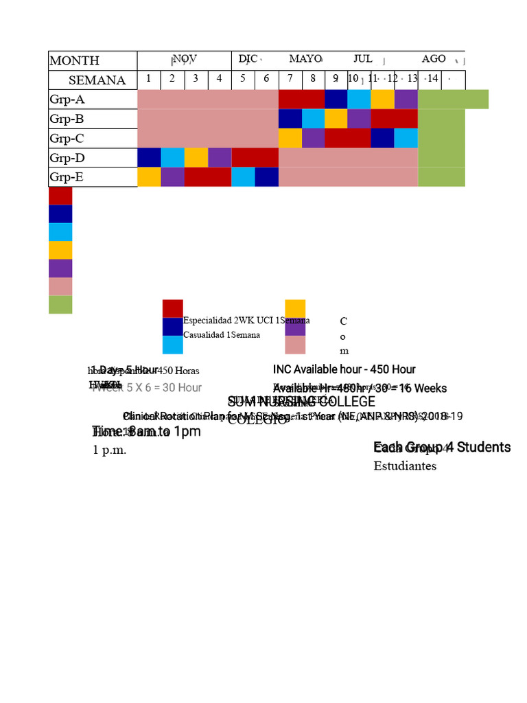 Plan de Rotación Clínica para M.SC Nsg. 1er Año 2018-19-1 | PDF ...