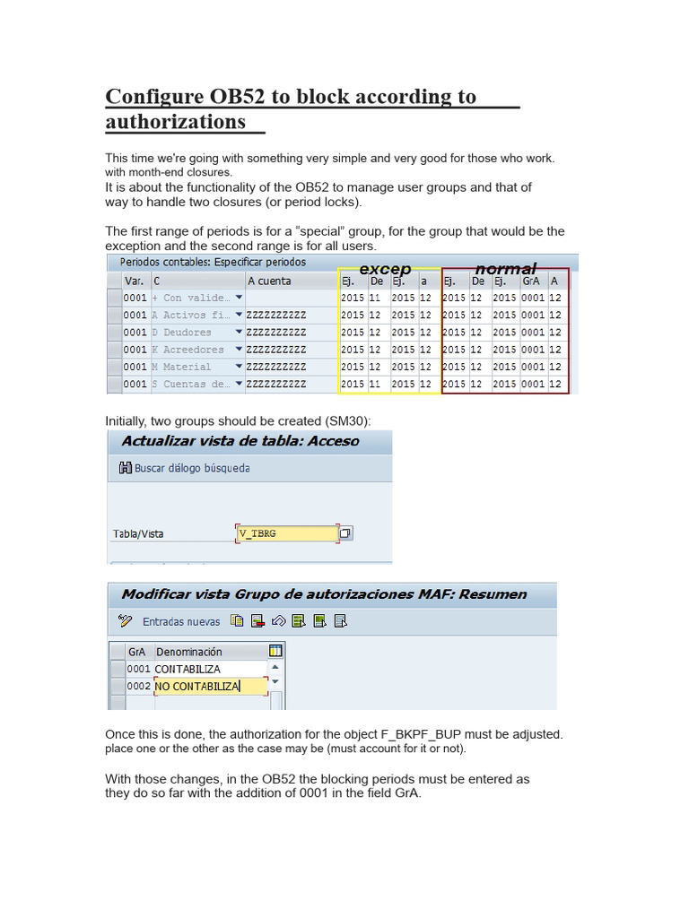 Configure OB52 for User Authorization Blocking | PDF | Computing ...