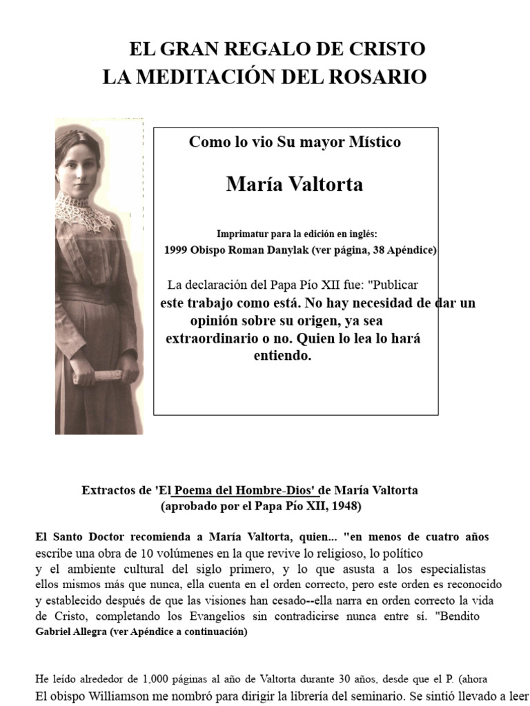 Meditación del Rosario: María Valtorta | PDF | María, madre de Jesús ...