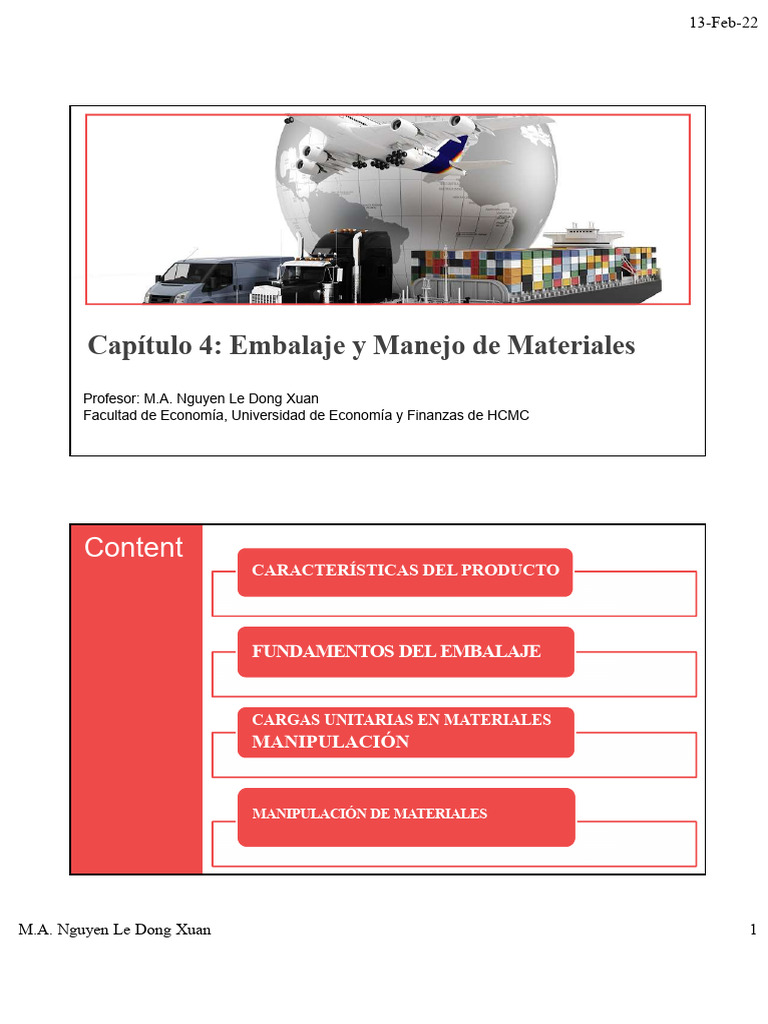 Embalaje y Manejo de Materiales | PDF | Paleta | Máquina elevadora