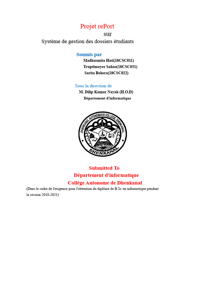 Système de Gestion des Dossiers Étudiants | PDF | Informatique | Génie ...