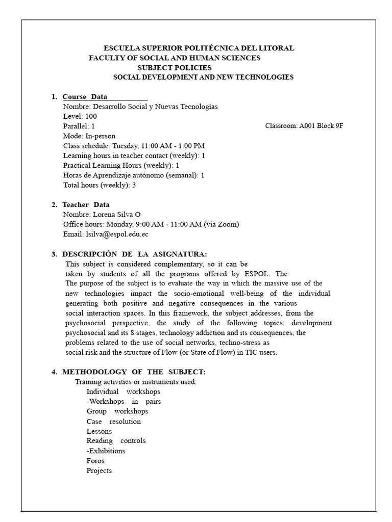 Subject Policies - Social Development and New Technologies Parallel 1 ...