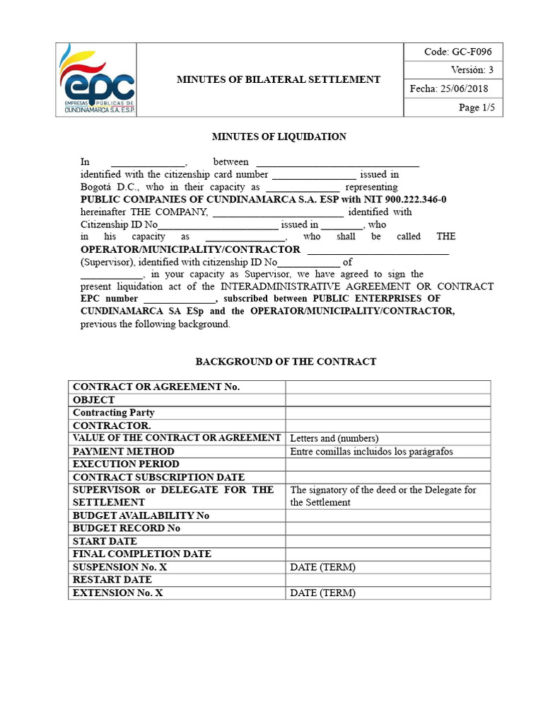 Minutes of Bilateral Liquidation Agreement | PDF | Insurance | Business Law