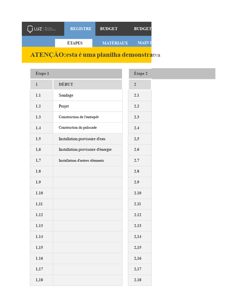 Budget et étapes de construction détaillés | PDF | Microsoft Excel ...