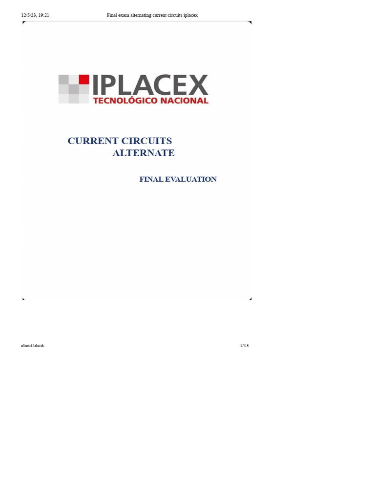 Final Exam Alternating Current Circuits Iplacex | PDF | Electrical ...