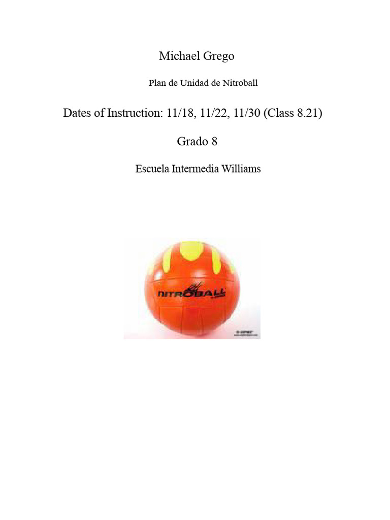Plan de Unidad de Nitroball | PDF | Lanzador | Pelota
