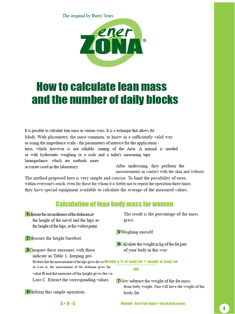 Calculate Lean Mass: Simple Methods | PDF | Human Body Weight | Body Shape