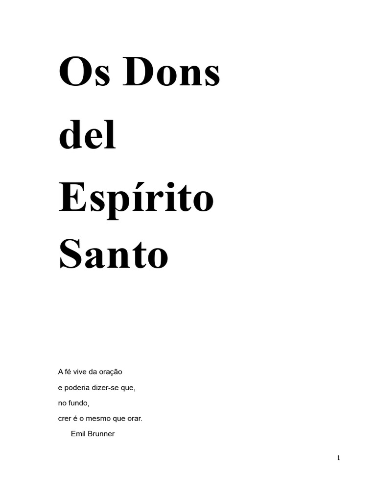 Dons do Espírito Santo: Entendendo e Exercendo | PDF | Presente ...