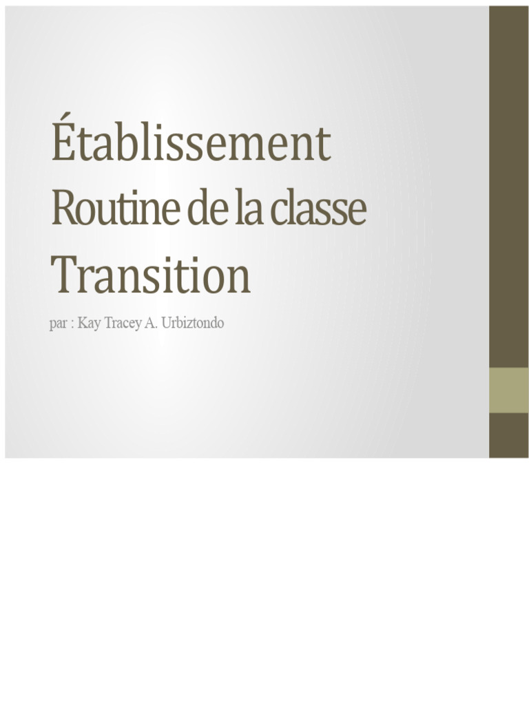 Établir des routines efficaces en classe | PDF