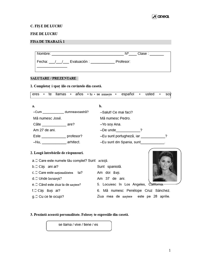 Test de Limba Spaniolă Clasa A VII-a | PDF