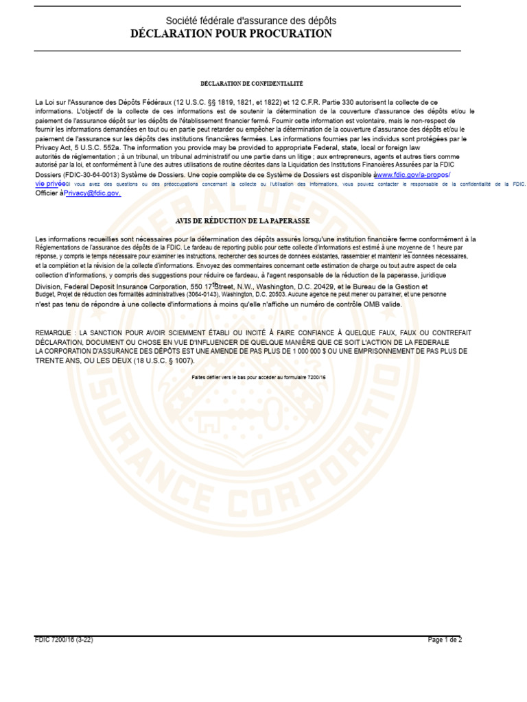 Déclaration de Confidentialité FDIC | PDF | Société fédérale d ...