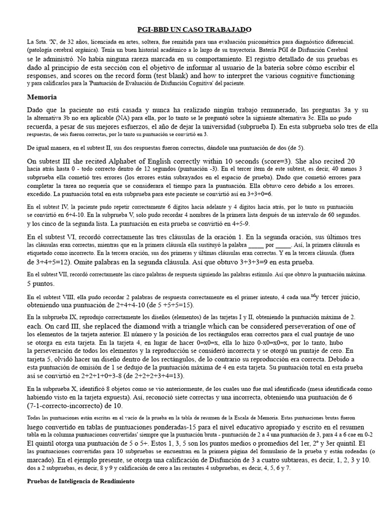 Interpretación de PGIBBD - Manual | PDF | Inteligencia | Memoria