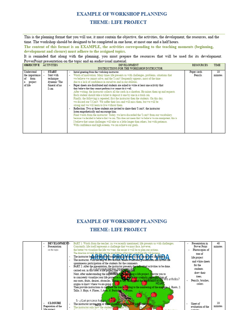 Copy of WORKSHOP PLANNING EXAMPLE | PDF | Human Communication | Learning