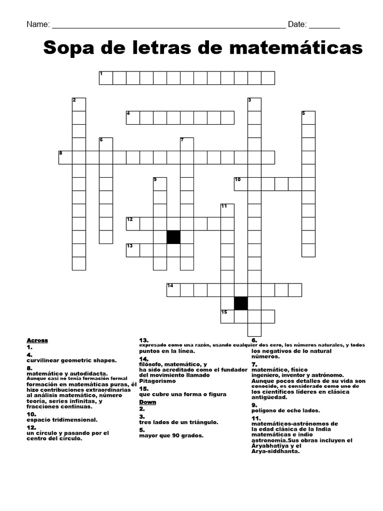 Sopa de Letras: Matemáticas y Geometría | PDF | Matemáticas | Triángulo