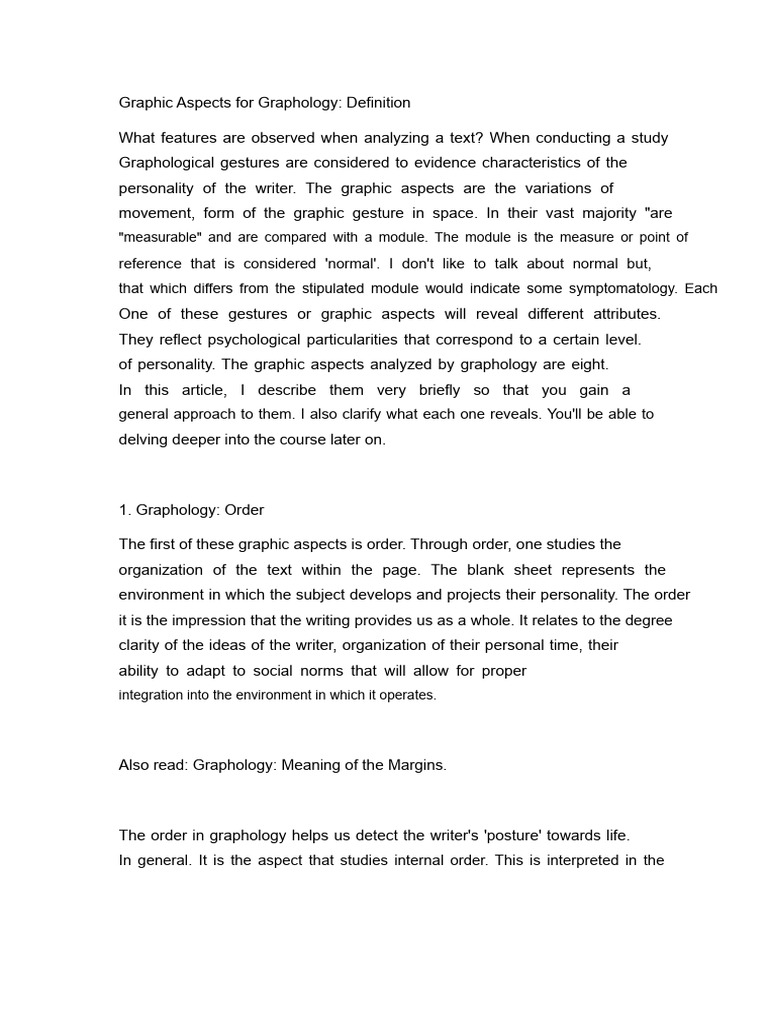 Graphic Aspects For Graphology | PDF | Graphology | Social Psychology
