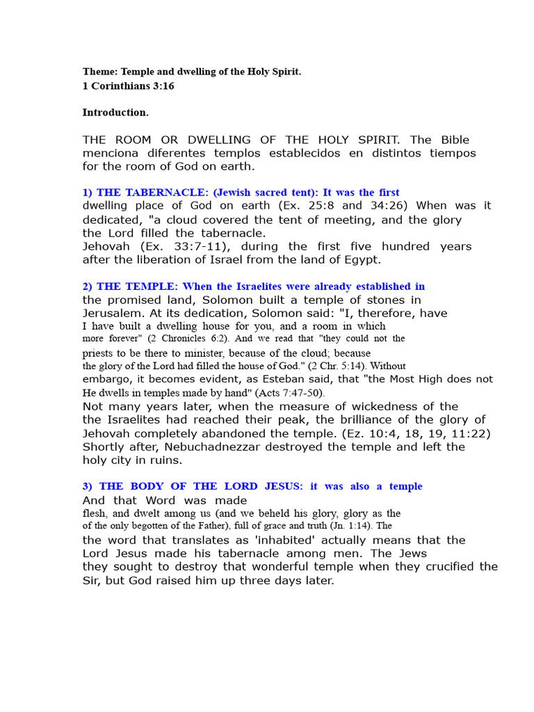 Understanding the Holy Spirit's Dwelling | PDF | Tabernacle | God