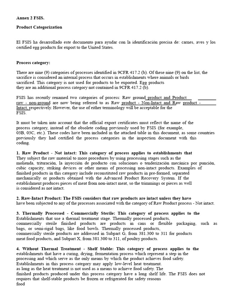 FSIS Product Categorization Guide | PDF | Pork | Turkey Meat
