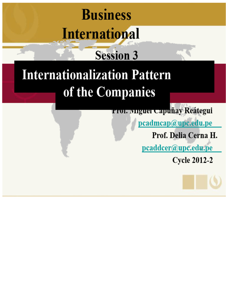 Session No. 03 The Internationalization Pattern of Companies Delia ...