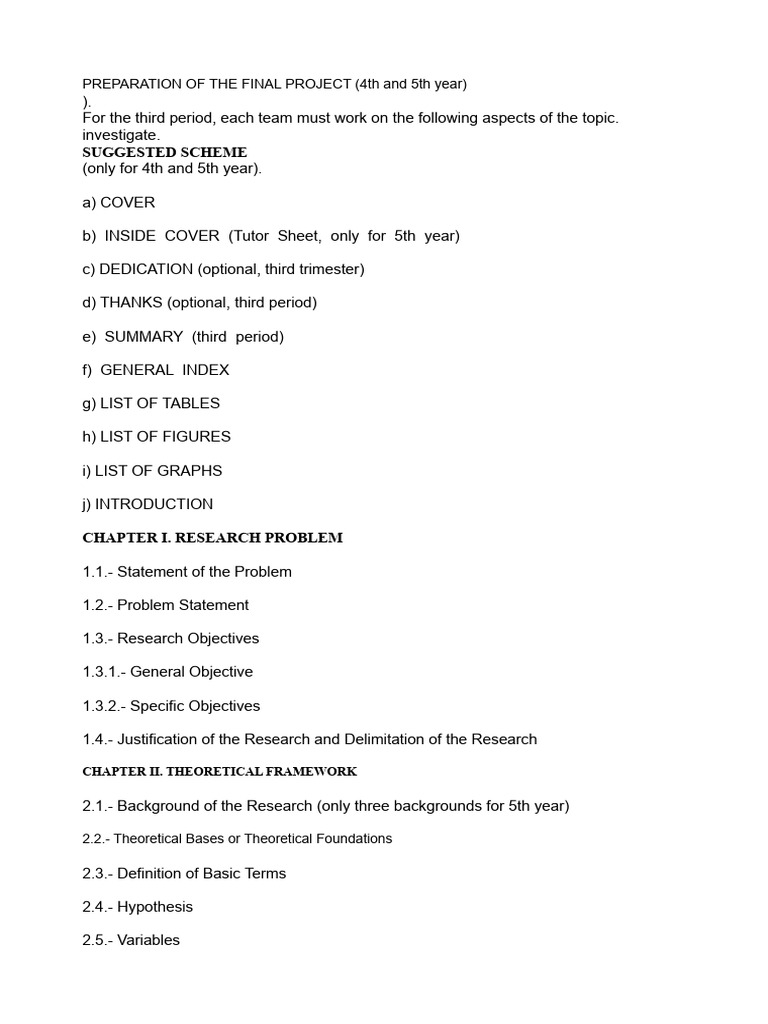 Preparation of the Final Project 5th Year | PDF | Methodology ...