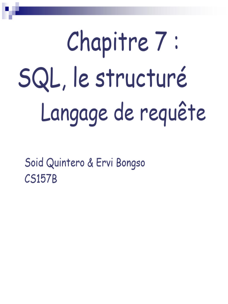 Introduction au langage SQL et commandes | PDF | SQL | Design de logiciel