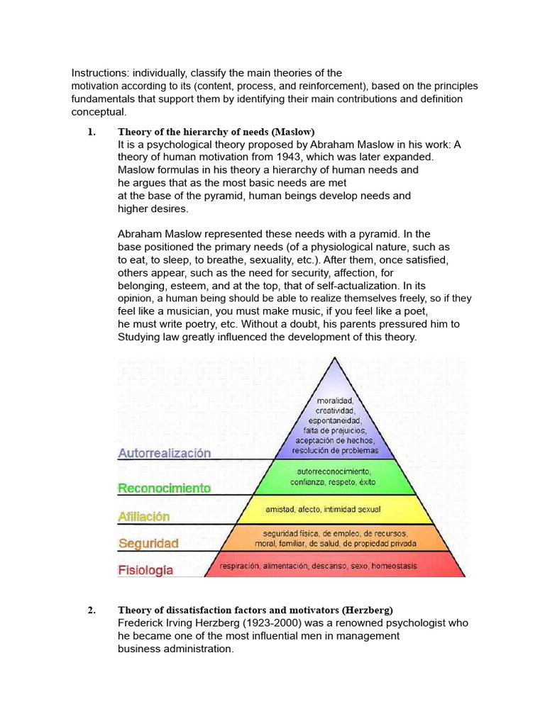 Main Motivation Theories Explained | PDF | Motivational | Motivation