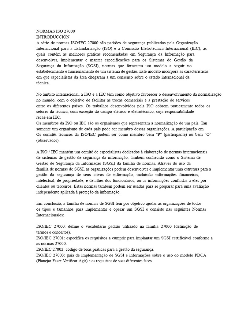 Normas Iso 27000 | PDF | Segurança da informação