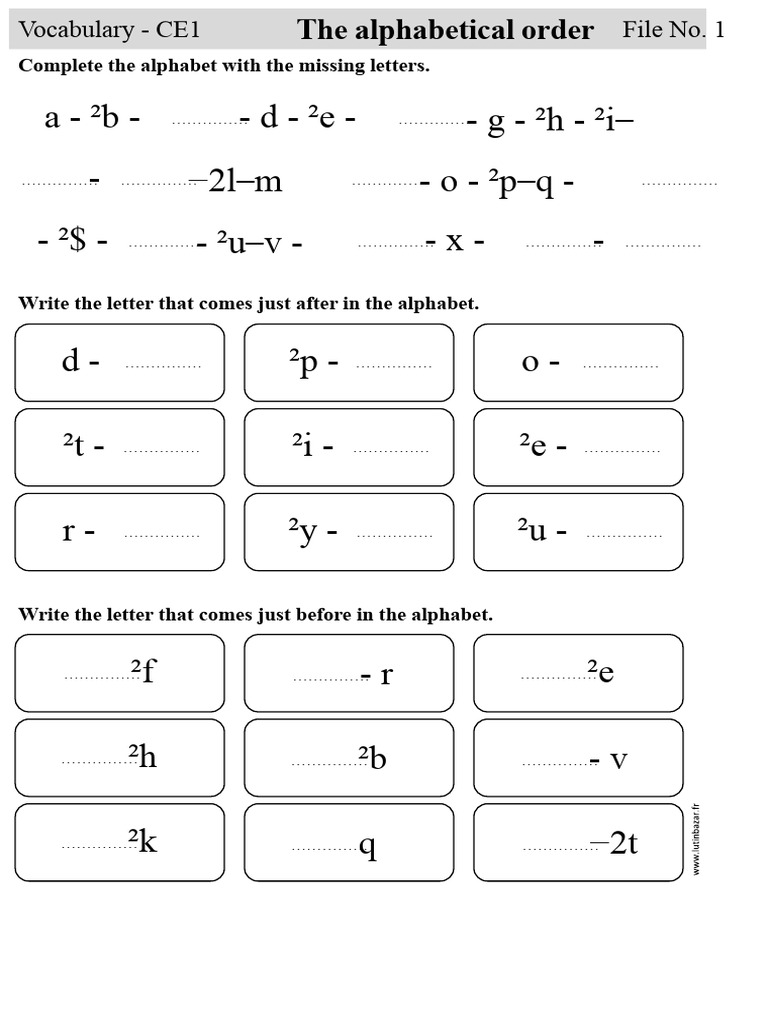 Order Alpha Exercise Sheets CE1 LB | PDF | Notation | Character Encoding