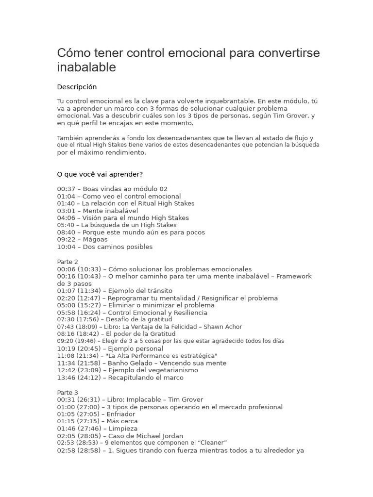 Control Emocional para Ser Inquebrantable | PDF
