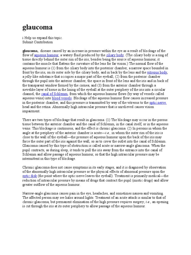 Glaucoma Pdf Glaucoma Human Eye