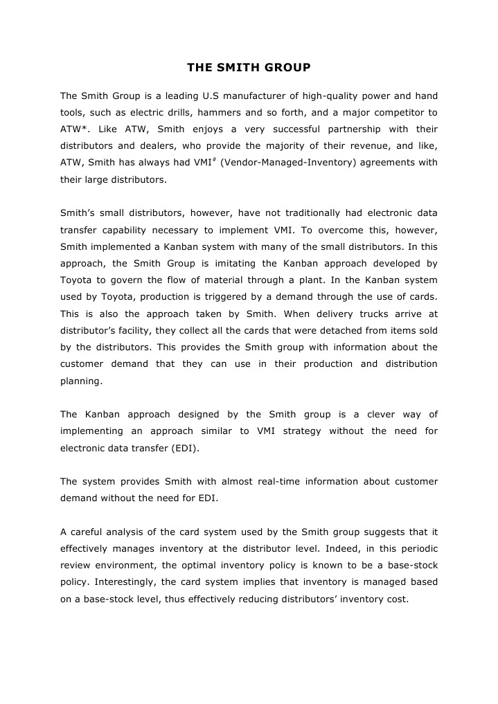Case Study The Smith Group | PDF | Inventory | Service Industries