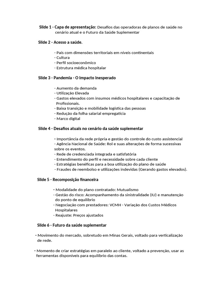 Desafios e Futuro da Saúde Suplementar | PDF
