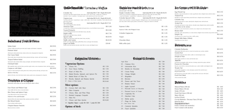 Colombo Confectionery Menu | PDF | Waffle | Salad