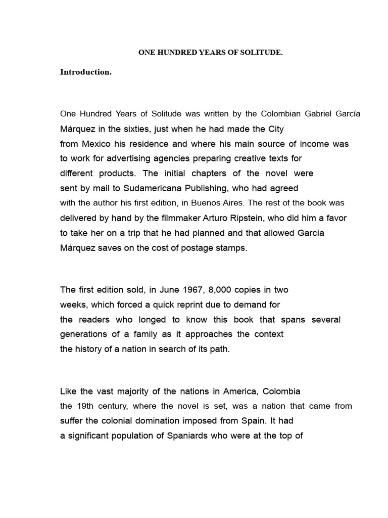 "One Hundred Years of Solitude Overview" | PDF | Gabriel García Márquez
