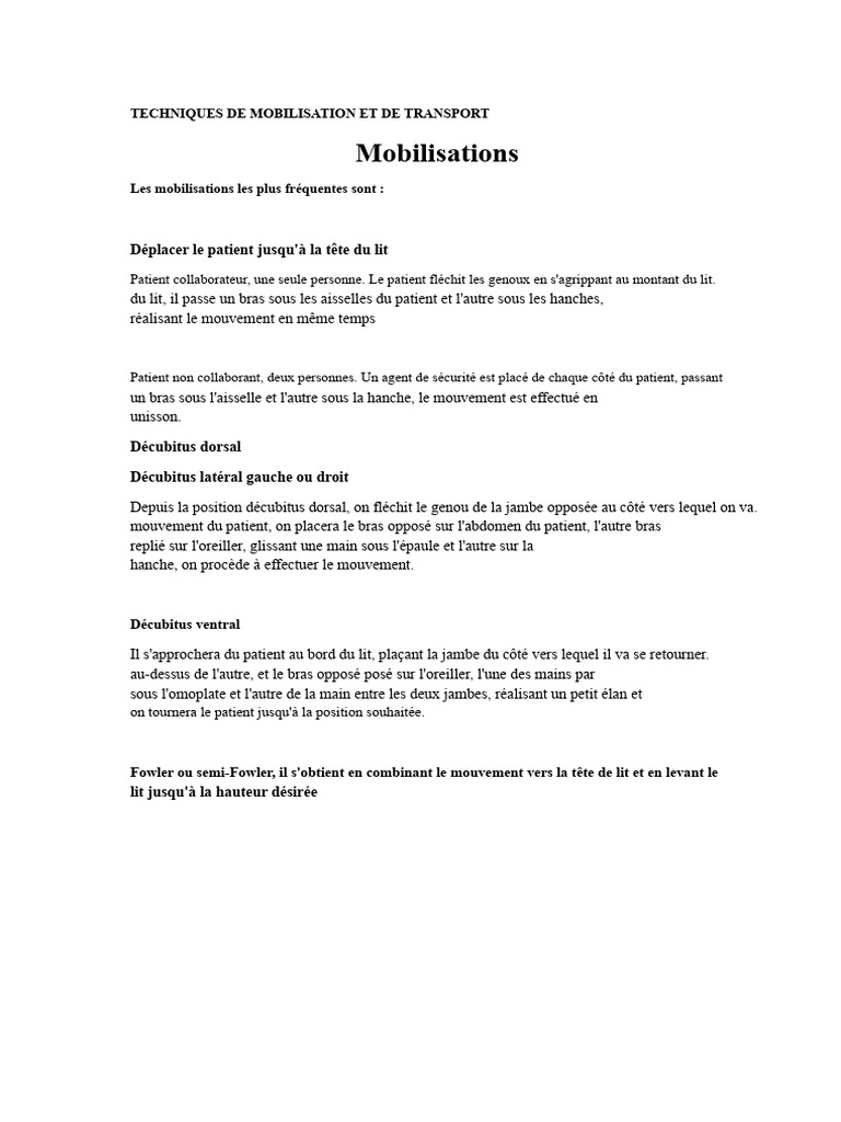 Techniques de Mobilisation et Transfert Sécurisé | PDF | Dépression ...