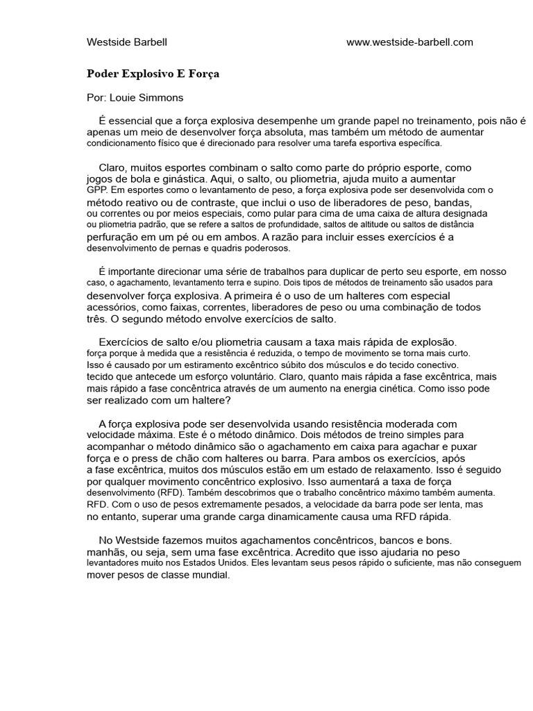 Treinamento de Força Explosiva Eficaz | PDF