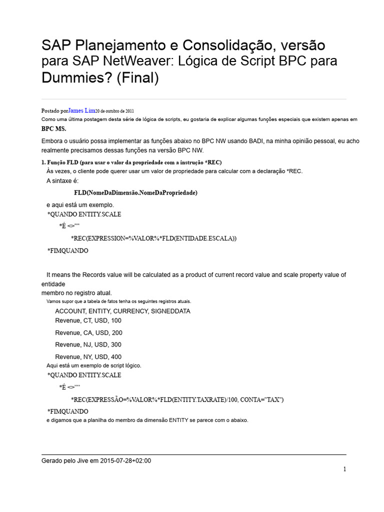 Lógica de Script BPC para Iniciantes | PDF | Linguagem de script | Impostos