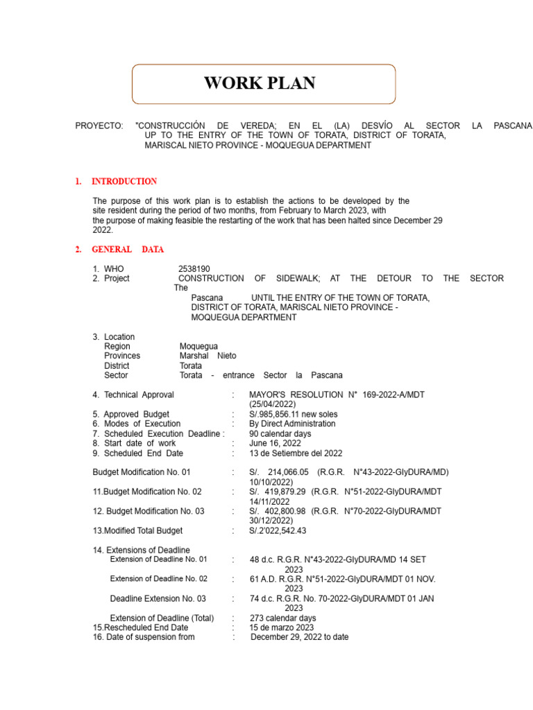 Sidewalk Construction Work Plan Torata | PDF | Expense | Inventory