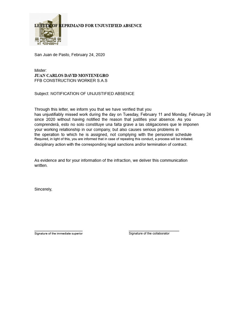 warning for absence | PDF