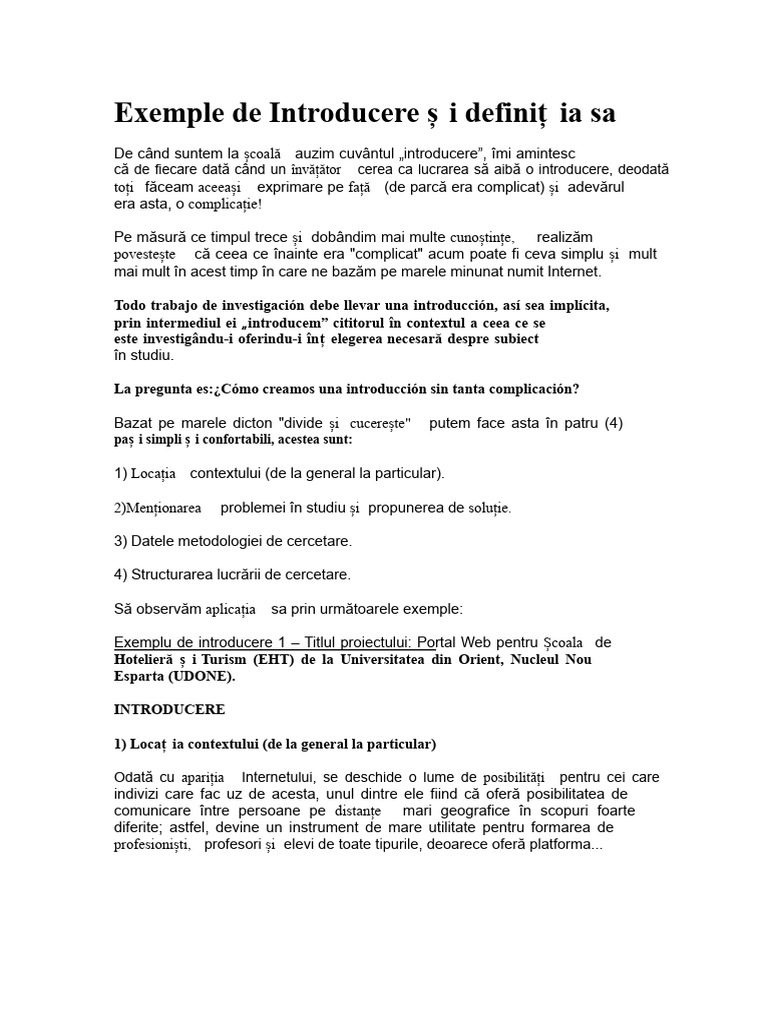 Exemple de Introducere Și Definiția Acesteia | PDF