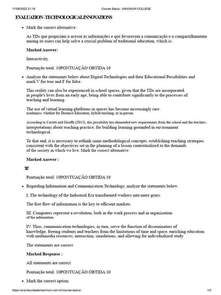 Course Evaluation on Educational Technology | PDF | Educational ...