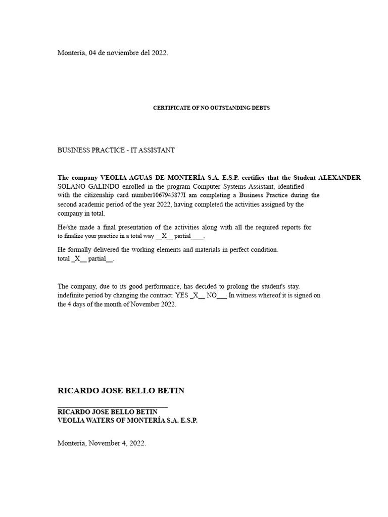 Letter of Release Student-Employer | PDF