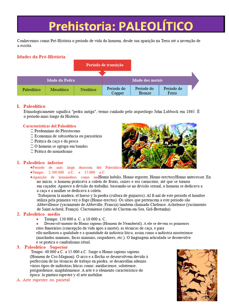 PALEOLÍTICO | PDF | Paleolítico | Idade da Pedra