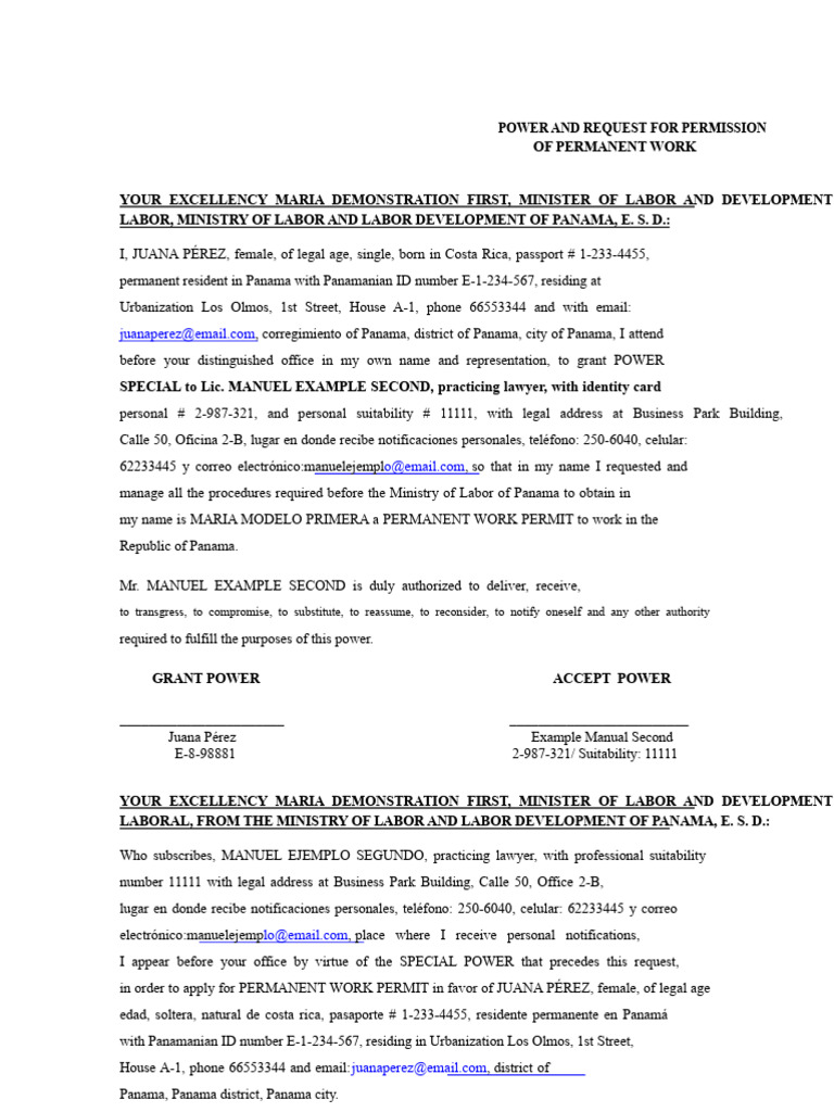 Application For Permanent Work Permit | PDF | Panama | Identity Document